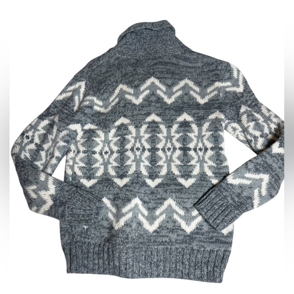 Gap Kids Shawl Collar Cardigan Sweater Size 8 | Gray & Cream Fair Isle - Picture 2 of 3